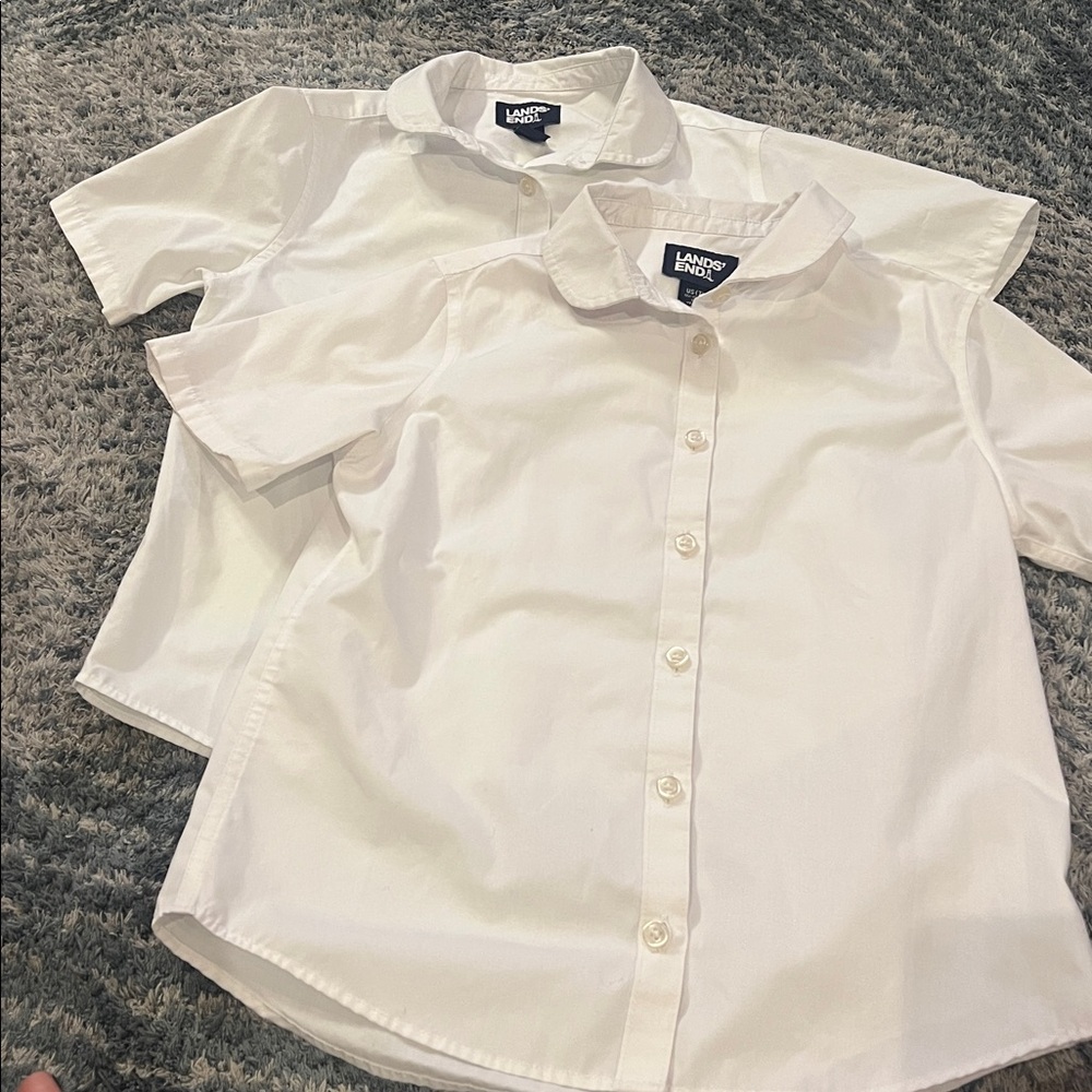 Lands' End White Button-Up Shirts - 2 pack
